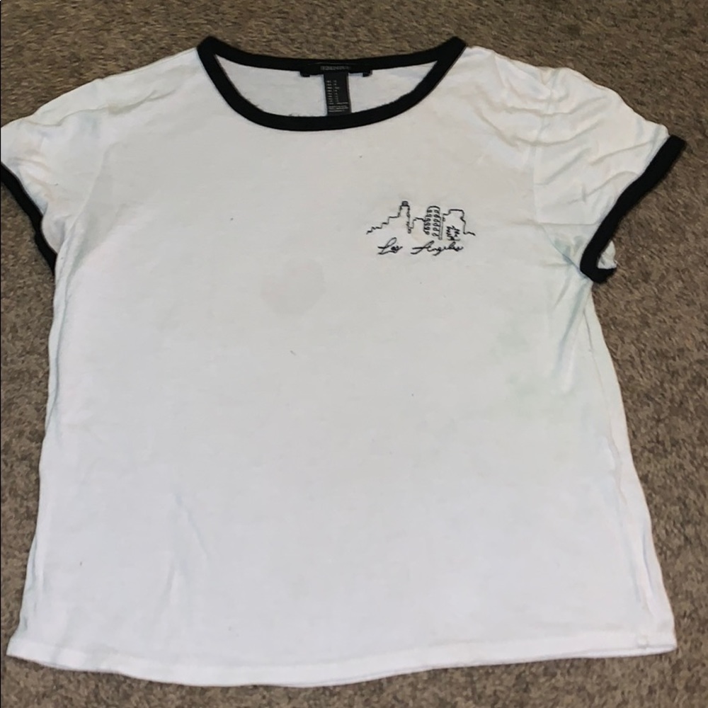 Forever 21 White & Black Los Angeles Crop Top.